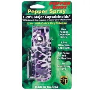 Pepper Shot 1.2% Mc 1/2 Oz Halo Holster, Leopard Black/Purple