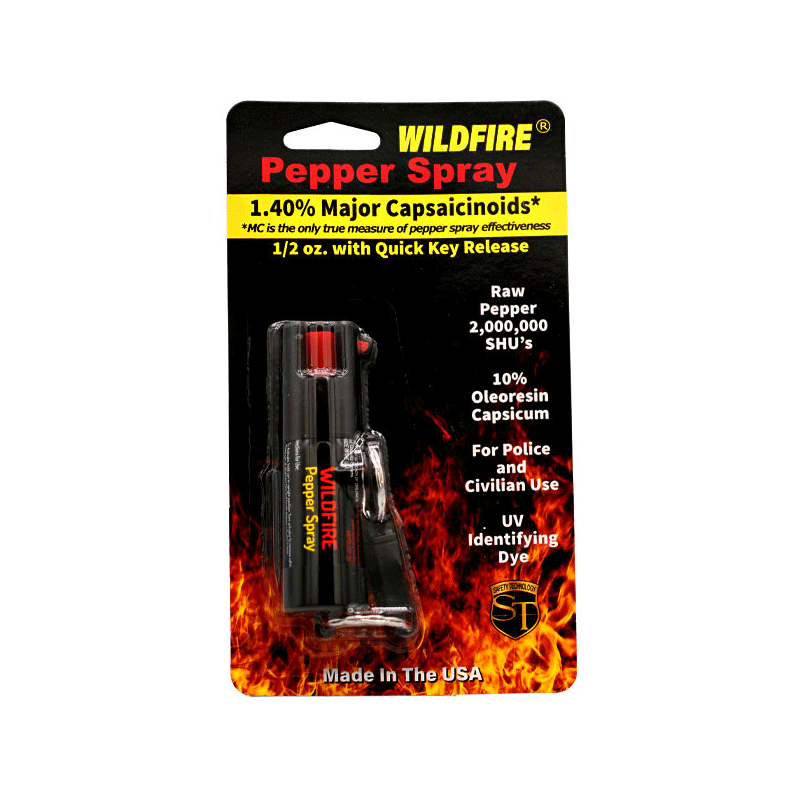 Wildfire 1.4% Mc 1/2 Oz Pepper Spray Belt Clip And Quick Release Keychain