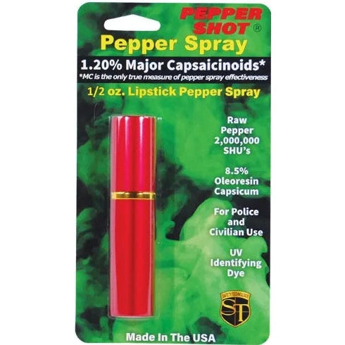 Pepper Shot 1.2% Mc 1/2 Oz Lipstick Pepper Spray, Red