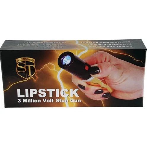 Stun Master 25 Million Volt Rechargeable Lipstick Stun Gun With Flashlight, Gold