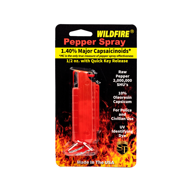 Wildfire 1.4% Mc 1/2 Oz Pepper Spray Hard Case With Quick Release Keychain, Red