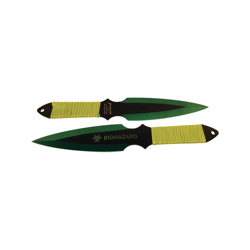 2 Piece Throwing Knife BioHazard, Green