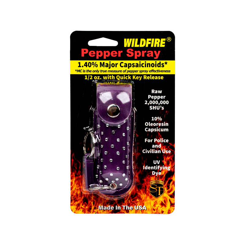 Wildfire 1.4% Mc 1/2 Oz With Rhinestone Leatherette Holster And Quick Release Keychain, Purple