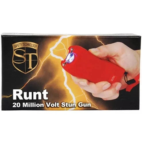 Runt 80 Million Volt Stun Gun With Flashlight And Wrist Strap Disable Pin, Red