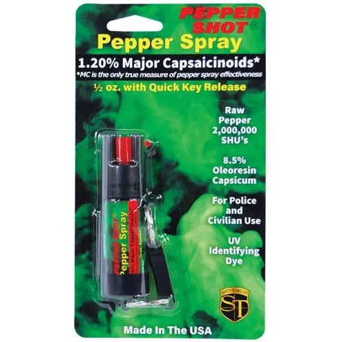 Pepper Shot 1.2% Mc 1/2 Oz Pepper Spray Belt Clip And Quick Release Key Chain